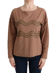 John Galliano Brown Cotton Studded Sweater