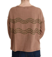 John Galliano Brown Cotton Studded Sweater