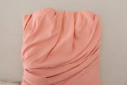 Dolce & Gabbana Pink Silk Stretch Strapless Sheath Midi Dress