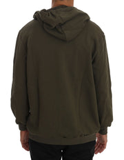 Daniele Alessandrini Green Full Zipper Hodded Cotton Sweater