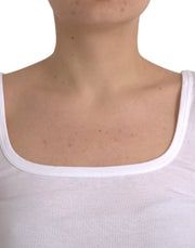 Ermanno Scervino White Cotton Sleevelesss Tank Casual Top