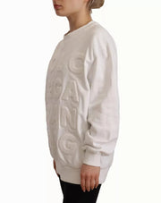 Dolce & Gabbana White Logo Embossed Cotton Sweatshirt Sweater