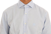 Cavalli Light Blue Cotton Slim Fit Dress Shirt