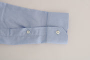 Cavalli Light Blue Cotton Slim Fit Dress Shirt