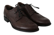 Dolce & Gabbana Brown Leather Brogue Derby Dress Shoes