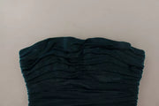 Dolce & Gabbana Turquoise Bustier Bodice Draped Midi Dress