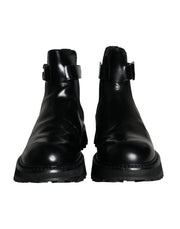 Dolce & Gabbana Black Belted DG Logo Men Chelsea Boots Shoes