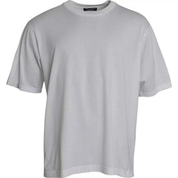 Dolce & Gabbana White Cotton Round Neck Short Sleeve T-shirt