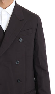 Dolce & Gabbana Bordeaux Wool Stretch Long 3 Piece Suit