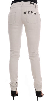Costume National White Cotton Stretch Slim Jeans