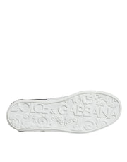 Dolce & Gabbana White Leather Logo Portofino Sneaker Shoes