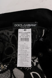 Dolce & Gabbana Floral Macramé Lace Crystal Button Skirt
