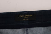 Dolce & Gabbana Blue Short striped Mini Denim Skirt