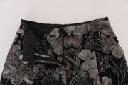 Dolce & Gabbana Gray Floral Brocade High Waist Shorts