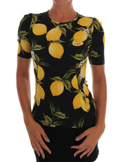 Dolce & Gabbana Multicolor Lemon Silk Stretch T-Shirt