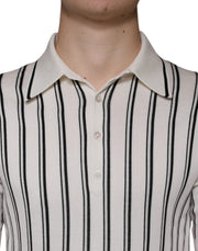 Dolce & Gabbana White Black Stripe Polo Short Sleeve T-shirt
