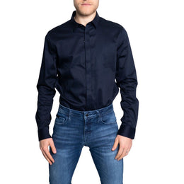 Armani Exchange Blue Cotton Dress Shirt
