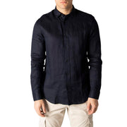Armani Exchange Blue Linen Dress Shirt