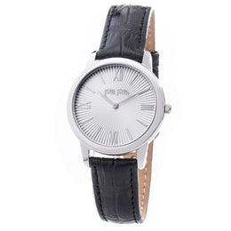 Folli Follie Black Leather Dress Watch