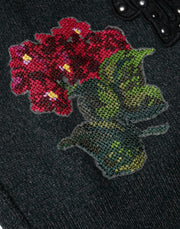Dolce & Gabbana Gray Embellished Crew Neck Pullover Sweater