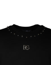 Dolce & Gabbana Black Logo Stud Pullover Sweatshirt Sweater