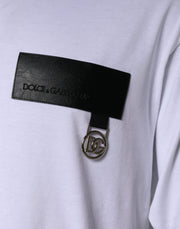 Dolce & Gabbana White Logo Patch Cotton Crew Neck T-shirt