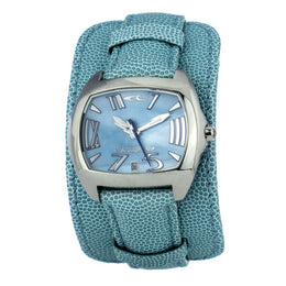 Chronotech Green Leather Dress Watch