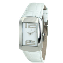 Chronotech White Leather Dress Watch