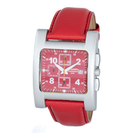 Chronotech Red Leather Dress Watch