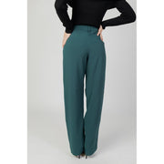 Vila Clothes Green Recycled Polyester Flared Pants