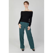 Vila Clothes Green Recycled Polyester Flared Pants