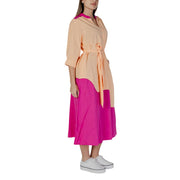 B.Young Orange Cotton Long Dress