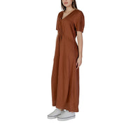 B.Young Brown Linen Long Dress