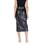 ICHI Black Polyester Long Skirt
