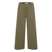 ICHI Green Recycled Polyester Flared Pants