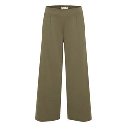 ICHI Green Recycled Polyester Flared Pants