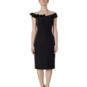 Sandro Ferrone Black Polyester Midi Dress