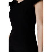 Sandro Ferrone Black Polyester Midi Dress