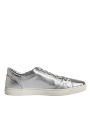 Dolce & Gabbana Silver London Low Top Leather Sneakers Shoes