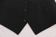 Dolce & Gabbana Gray STAFF Cotton Striped Vest