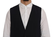 Dolce & Gabbana Black STAFF Wool Striped Vest