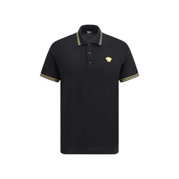 Versace Black Cotton Polo Shirt