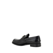 Prada Black Leather Logo Loafers