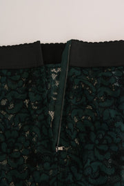 Dolce & Gabbana Green Floral Lace Leggings Pants