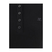 Courrèges Black Viscose Polo Shirt