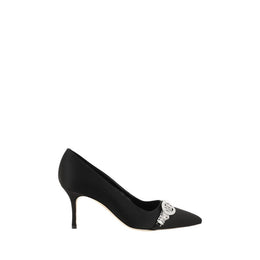 Manolo Blahnik Black Asapump Satin Pumps