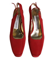 Dolce & Gabbana Red Platform Slingback Heels Sandals Shoes