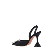 Amina Muaddi Black Calf Leather Bos Taurus High Heel Pumps