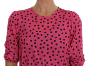 Dolce & Gabbana Pink Polka Dotted Silk Blouse