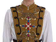 Dolce & Gabbana Yellow Crystal Cross Vest Jacket